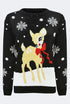 Womens Knitted Baby Deer Christmas Jumper