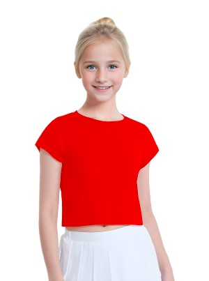 Crazy Chick Girls Red Half Sleeve Crop Top