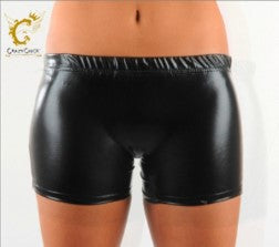 Crazy Chick Girls Shiny Black Hot Pants