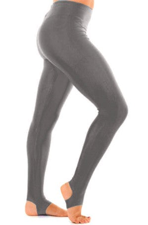 Crazy Chick Girls Shiny Dark Grey Stirrup Leggings