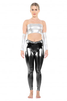 Crazy Chick Adult Luxury Black Shiny Metallic Legging