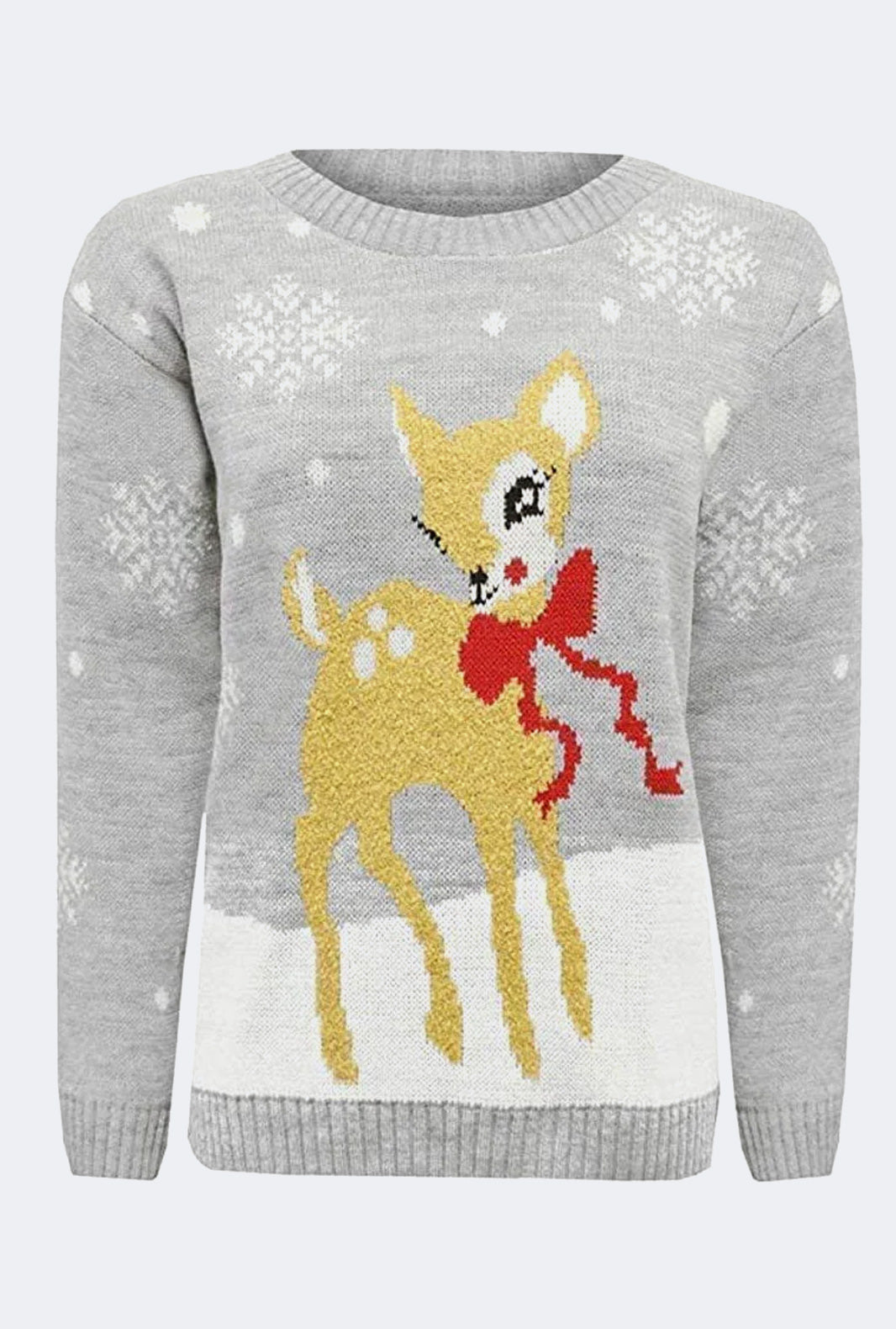 Womens Knitted  Deer Christmas Jumper