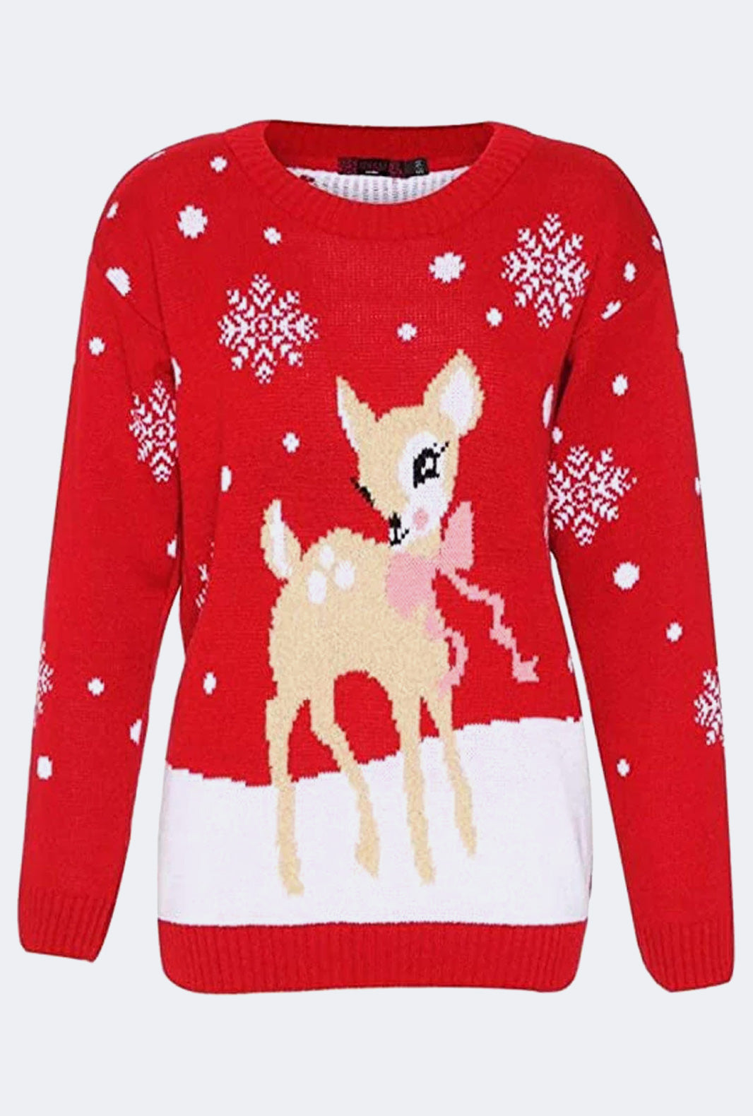 Womens Knitted  Deer Christmas Jumper