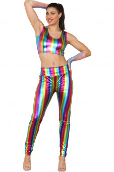 Adult Rainbow Shiny Metallic Crop Top