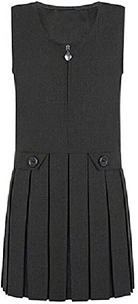 Girls Box Pleated Pinafore Dress Kids School Uniform