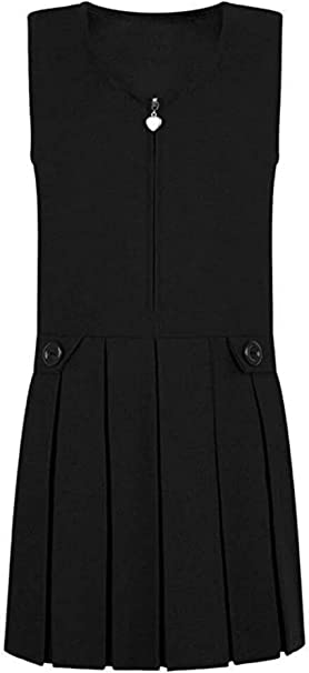 Girls Box Pleated Pinafore Dress Kids School Uniform